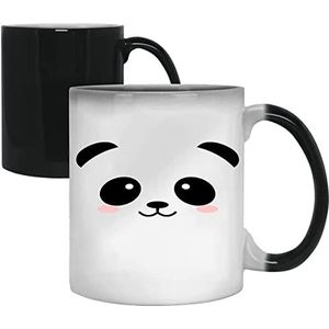 Acen ""11oz schattige en grappige panda gezicht keramische magische morphing mok, wit, 11 oz
