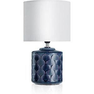 Pauleen 48021 Glowing Midnight table luminaire max. 20W for E14 lamps bedside table luminaire blue white 230V ceramic/fabric without lamp, Blauw, Wit