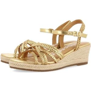 GIOSEPPO Gouden leren sandalen met sleehak voor dames, donkergoud, 38 EU