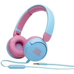 JBL JR310 On-ear kinderhoofdtelefoon in lichtblauw/roze - bedrade koptelefoon met headset en afstandsbediening - ideaal voor school en vrije tijd