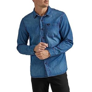 Lee Men's All Purpose Classic Fit Long Sleeve Shirt, Denim Medium Wash Indigo, XX-Large