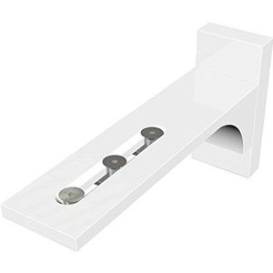 Flairdeco Wanddrager/wandhoek met lang gat voor gordijnrail, metaal, wit, kort, 2 stuks