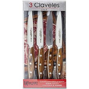 3 CLAVELES Steakmes, roestvrij staal, hout, 11,5 cm
