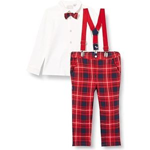 Chicco Unisex kinderen Completino Per Bambino Con Camicia E Pantaloni Lunghi in Calda Felpa Elasticizzata. Shirt met korte mouwen, rosso medio, 12 maanden