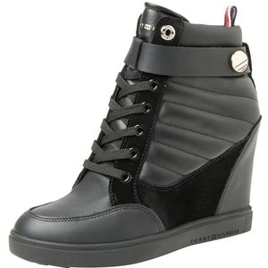 Tommy Hilfiger Dames Wedge Sneaker Boot, Zwart, 39 EU