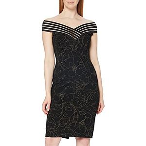 Gina Bacconi Metallic crêpe jurk voor dames Cocktail, zwart/goud, 40