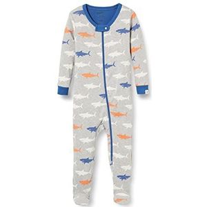 Hatley Organic Cotton Footed Slaappak Pyjama voor kinderen en peuters, Silhouette Sharks, 12-18 Maanden