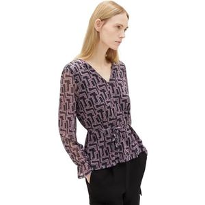 TOM TAILOR T-shirt met lange mouwen voor dames, 33990 - Zwart Paars Abstract Design, XXS