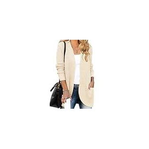 MEROKEETY Womens 2025 Fall Long Sleeve Open Front Cardigans Chunky Knit Draped Sweaters Outwear Apricot