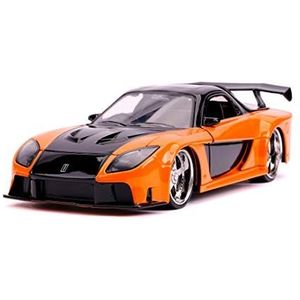 Jada Toys 253203058 Fast & Furious Han's Mazda RX-7, auto, tuning-model op schaal 1:24, met spoiler, deuren te openen motorkap en kofferbak, vrijloop, oranje