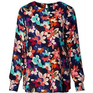 Seidensticker Damesblouse, modieuze blouse, regular fit, ronde hals, lange mouwen, 100% viscose, blauw, 38