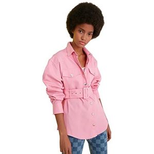 Trendyol Gebogen jas voor dames, roze, 64