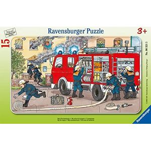 Ravensburger Kinderpuzzel ""Mijn Brandweerauto"" - 06321 / Framepuzzel 15-Delig Met Brandweermotief - Voor Kinderen Vanaf 3 Jaar