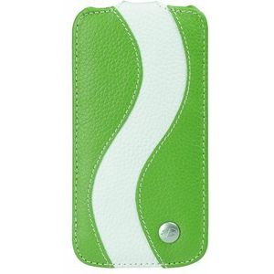Melkco lederen hoesje voor Samsung Galaxy S4 Mini - Special Edition Jacka Type, Flip Cover, Groen/Wit