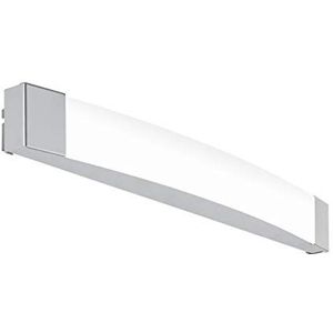 EGLO Siderno Led-wandlamp, 1 lichtpunt, led-spiegellamp van staal en kunststof, badkamerlamp in chroom, gesatineerd, ledlamp voor vochtige ruimten, IP
