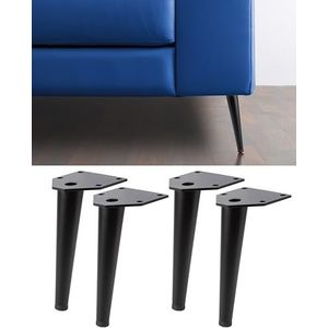 IPEA 4 x meubelpoten voor banken, meubels, fauteuilmodel SWING BLACK - set van 4 ijzeren poten - poten met schuin en elegant design - hoogte 150 mm - zwart