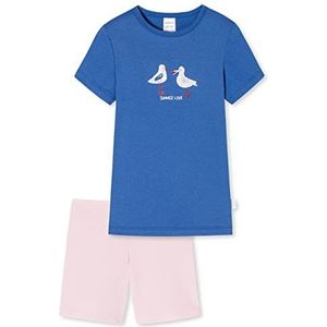 Schiesser Meisjespyjama, korte pyjama, 100% biologisch katoen, maat 92 tot 140, Blauw patroon_178906, 92 cm