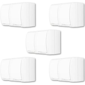 REV AquaForm spaarset, 5 x dubbel stopcontact voor vochtige ruimtes, IP44, eenpolig, opbouw, wit