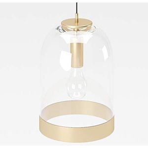 PLAYBOY Hanglamp met transparante lampenkap van glas en gouden rand, 28 x 28 cm, hangende lamp, hanglamp, hanglamp, glazen lamp, goud, retro design, clubstijl, eetkamerlamp