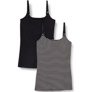 Amazon Essentials Zwangerschapsvriendelijk hemdje voor dames, set van 2 stuks, zwarte strepen, XS