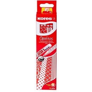 Kores BB92801 Grafitos, 12 stuks, rood/wit