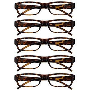 The Reading Glasses Company Bruine schildpad waarde 5 Pack lichtgewicht Mens Womens RRRRR32-2 +1.00