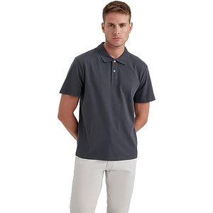 DeFacto Basic poloshirt voor heren, klassiek T-shirt voor mannen, antraciet, M