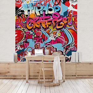 Apalis kinderbehang vliesbehang HipHop Graffiti fotobehang vierkant, grootte, rood, 97738 240 x 240 cm rood