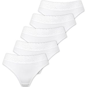 Marilyn Poupée Infinity katoenen panty met klassieke snit en kanten riem wit - M - 5-pack, wit, M