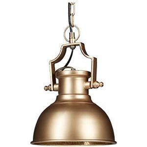 Relaxdays hanglamp industrieel, voor eetkamer, woonkamer, retro shabby look, plafondlamp modern, Ø 21 cm, goud