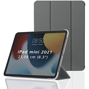 Hama Hoes voor Apple iPad mini 2021 (scharnierende hoes voor Apple Tablet mini 6e generatie, beschermhoes met standfunctie, transparante achterkant, magnetische cover) grijs