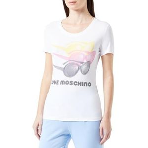 Love Moschino Dames Tight-Fit Short-Sleeved T-shirt, optisch wit, 42, wit (optical white), 42