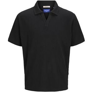 JACK & JONES Joracapulco Textuur Polo Ss voor heren, zwart, L