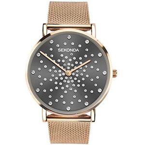 Sekonda Celeste Dames 36mm kwartshorloge met analoog display en roestvrijstalen mesh armband, Grijs, 40029-AMZUK