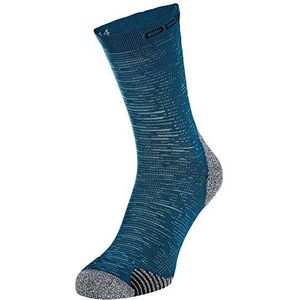 Odlo Unisex Ceramicool Run Graphic Micro Crew sokken loopsokken, blauw-blauw vleugelgroen, klein