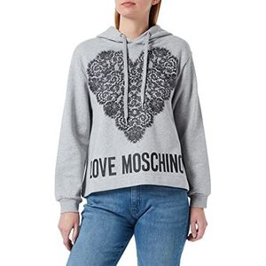 Love Moschino Sweatshirt met capuchon voor dames, lichtgrijs, melange, 50, lichtgrijs gemêleerd.