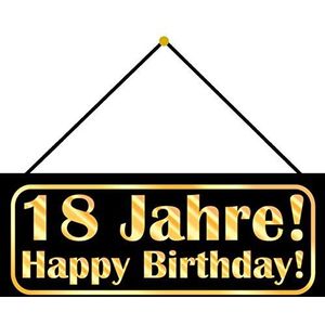 Schatzmix verjaardag 18 jaar Birthday metalen bord 27x10cm wanddecoratie met koord blikken bord, blik, meerkleurig, 27x10 cm