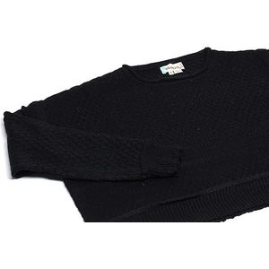 ebeeza Dames gebreide trui met ronde hals en honingraataromatroon zwart maat XS/S, zwart, XS
