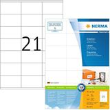 HERMA 4473 adreslabels A4 (70 x 41 mm, 100 velle, papier, mat) zelfklevend, bedrukbaar, permanente klevende universele etiketten, 2.100 etiketten voor printer, wit