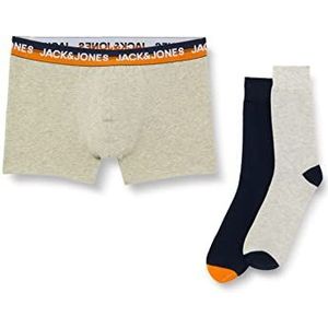 JACK & JONES Jacclifford Giftbox boxershorts & sokken voor heren, Licht Grijs Melange/Pack: lichtgrijs Melange - Navy Blazer, L
