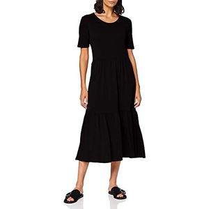 JACQUELINE de YONG Maxi-jurk voor dames, ruches, zwart, XS