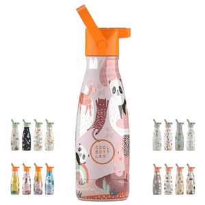 Cool Bottles Waterfles Kinderen - 260 ml - Roestvrijstaal - 36 uur koud, 18 uur warm - BPA-vrij - Panda Gang 3D