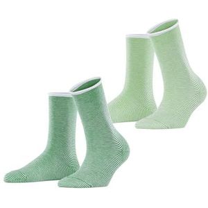 ESPRIT Dames Sokken Allover Stripe 2-Pack W SO Katoen Gedessineerd Multipack 2 Paar, Veelkleurig (Green 0160), 39-42
