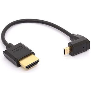 HTGuoji Hoekige Micro HDMI naar HDMI-kabel, 90 graden hoek micro HDMI mannelijke naar HDMI mannelijke adapterconnector voor 1080P, 4K, Ultra HD, 3D, Ethernet 15 cm (omlaag)