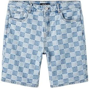 NAME IT Jongens NLMCHECKIZZA DNM DAD Shorts, Medium Blue Denim/Checks: Checks, 170, Medium Blue Denim/Checks: Checks, 170 cm