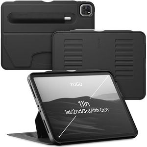 ZUGU iPad Pro 11 Case 2022/2021/2020/2018 4e/3e/2e/1e generatie hoes - Ultra dunne beschermhoes - Draadloos Apple Pencil Opladen - 8-hoeks Magnetische Stand & Automatische slaap-/waakfunctie [Zwart]