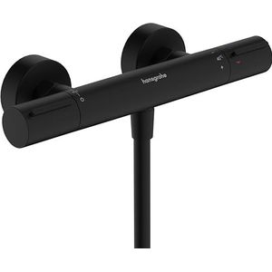 hansgrohe Ecostat Element - Douchethermostaat opbouw met EcoStop+, Douchekraan met veiligheidsblokkering (SafetyStop) bij 40° C, thermostaat voor de douche, mengkraan 1 functie, mat zwart, 13346670