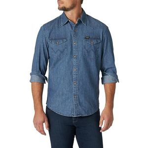 Wrangler Iconisch denim shirt met normale pasvorm voor heren, S