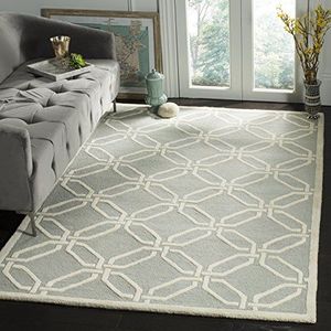 Safavieh gestructureerd tapijt, CAM311, handgetufte wol vierkant CAM311 90 x 150 cm lichtgrijs/ivoor