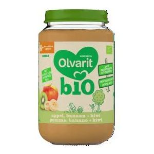 Olvarit BIO Fruithapje - 6 maanden - appel banaan kiwi - 6x 125 gram